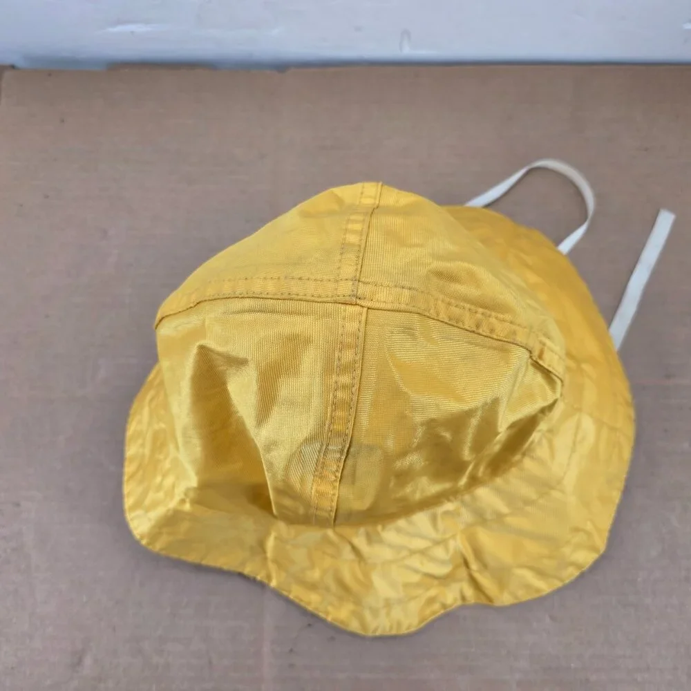 Vintage LL Bean Nylon Hat Yellow Rain Bucket Fisherman USA Size Large Lined